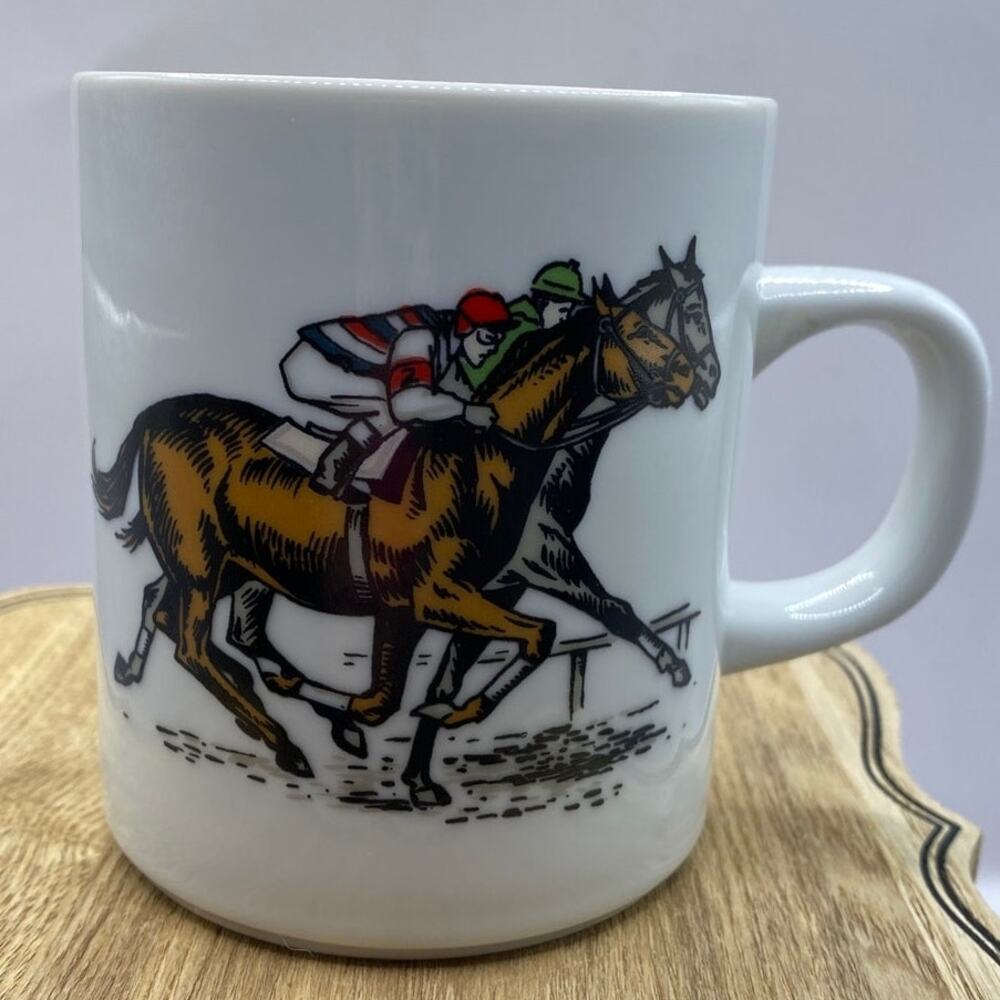 Vintage Georgia's Gifts Horse Racing Mug Cynthiana KY Equestrian